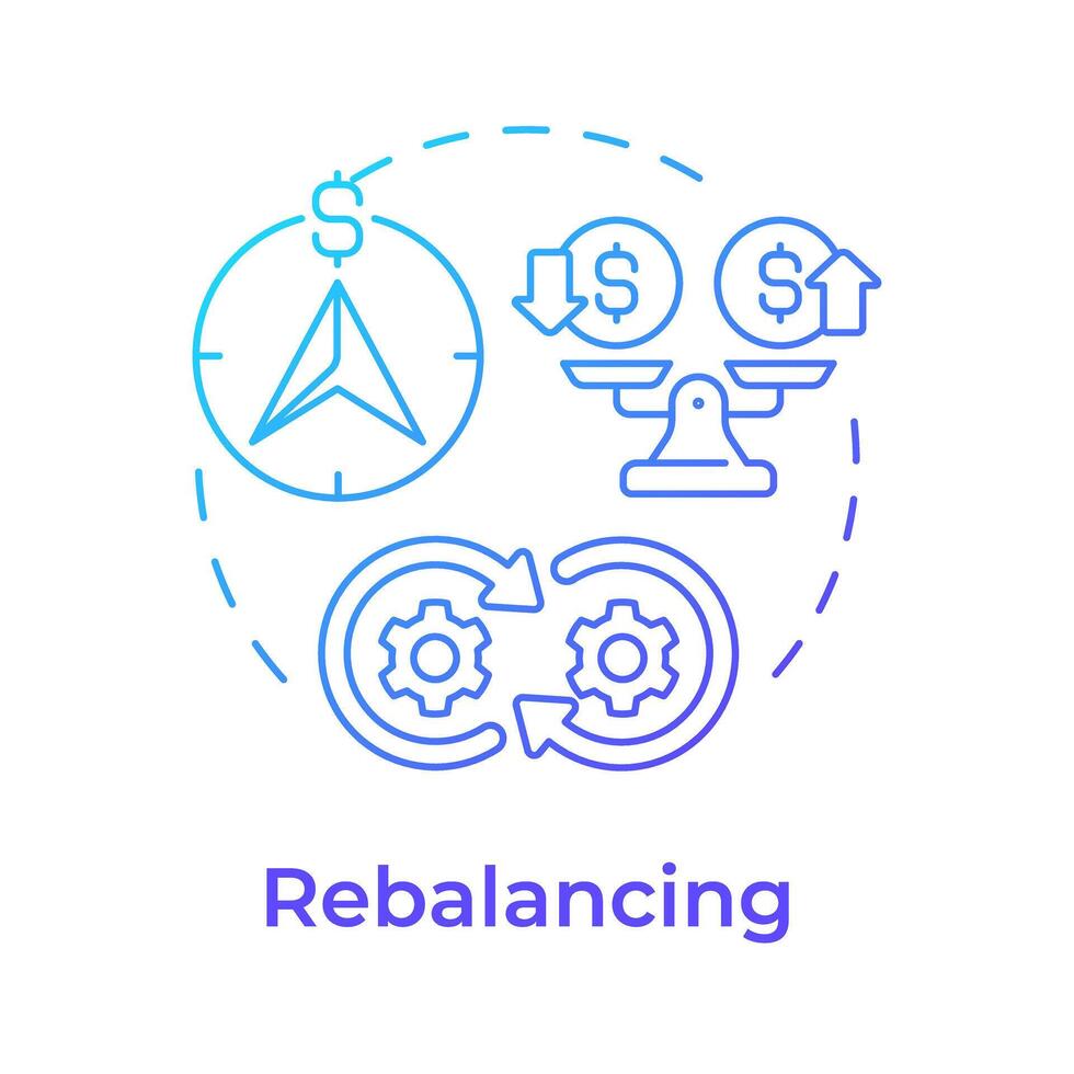 Rebalancing blue gradient concept icon. Wealth management, return potential. Finance objective. Round shape line illustration. Abstract idea. Graphic design. Easy to use in infographic, presentation vector