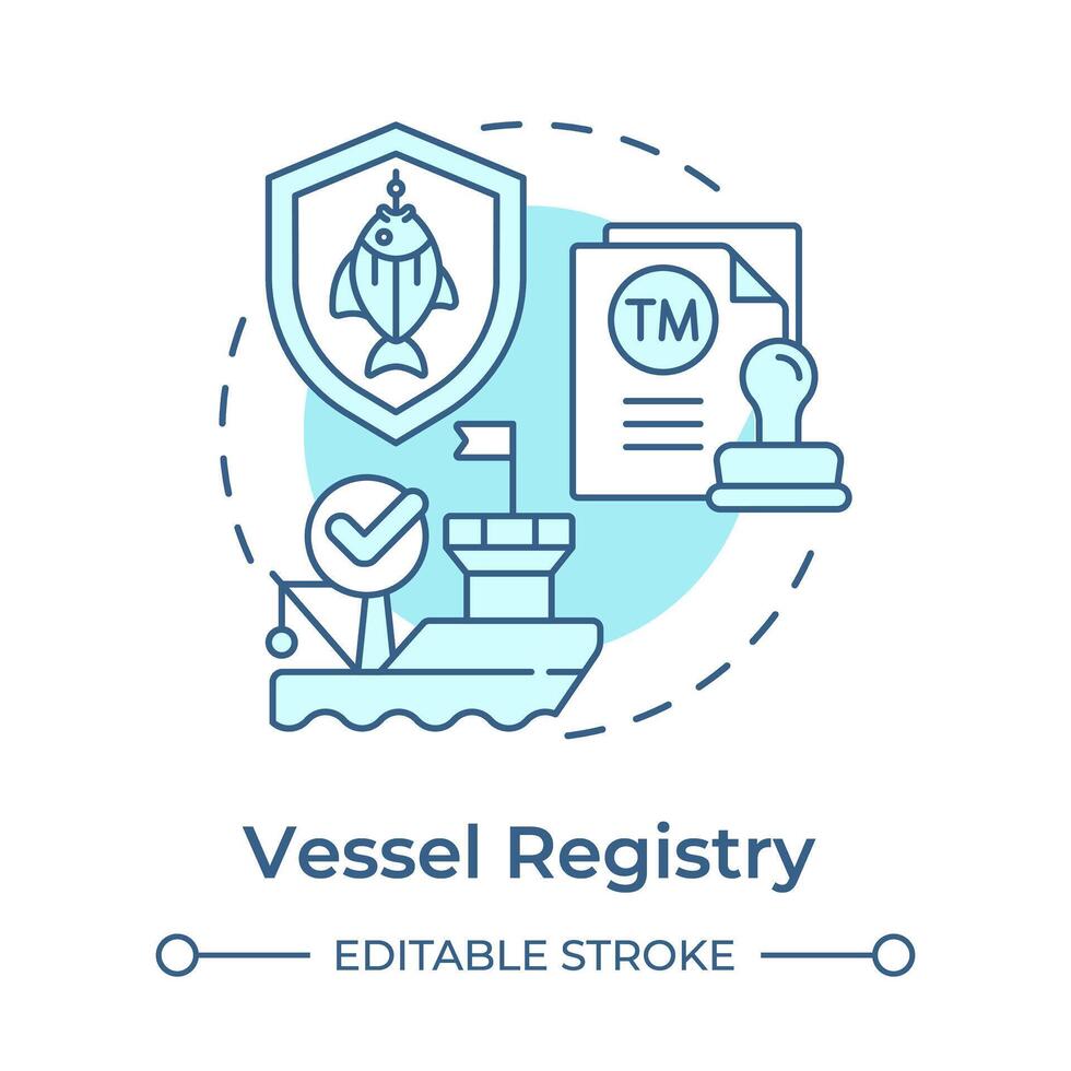 Vessel registry soft blue concept icon. Regulatory compliance, security standard. Round shape line illustration. Abstract idea. Graphic design. Easy to use in infographic, presentation vector