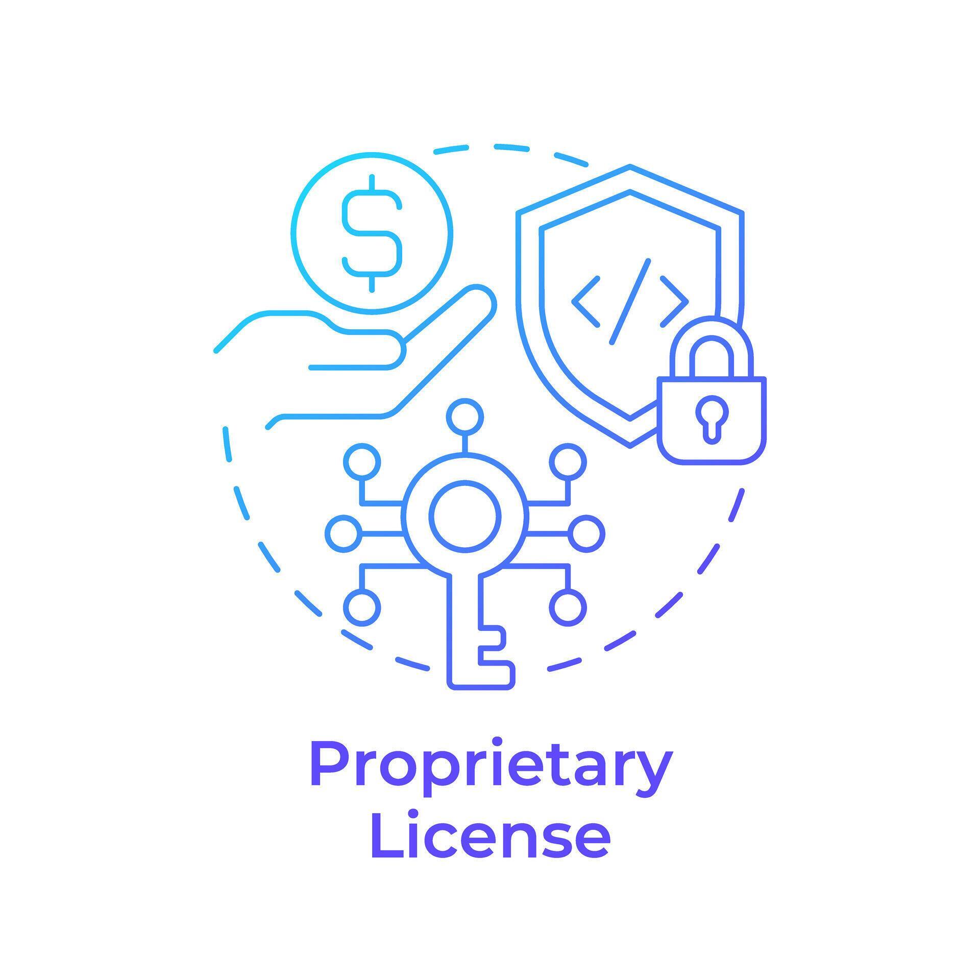 Proprietary license blue gradient concept icon Licensing software Proprietary license blue gradient concept icon Licensing software