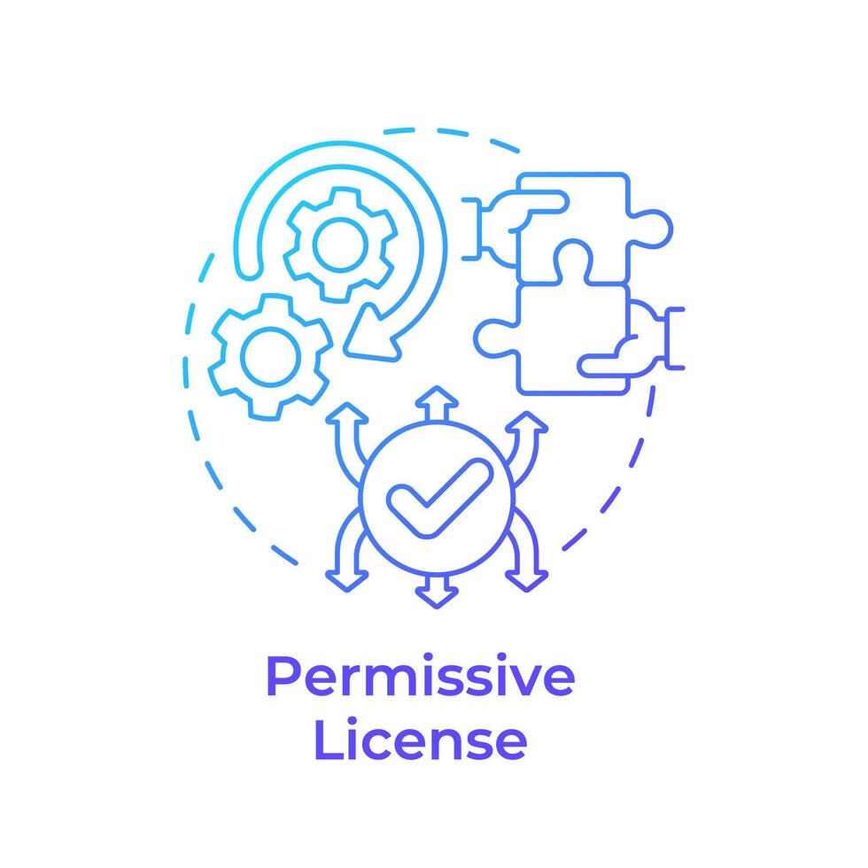 Permissive license blue gradient concept icon. Copyright protection, teamwork hands. Round shape line illustration. Abstract idea. Graphic design. Easy to use in infographic, presentation vector