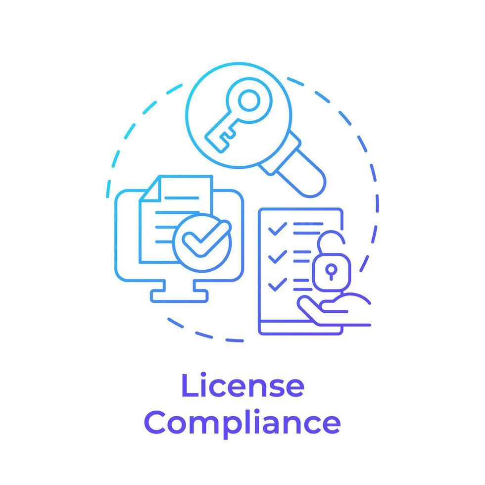 License compliance blue gradient concept icon. Regulatory documentation, task list. Round shape line illustration. Abstract idea. Graphic design. Easy to use in infographic, presentation vector