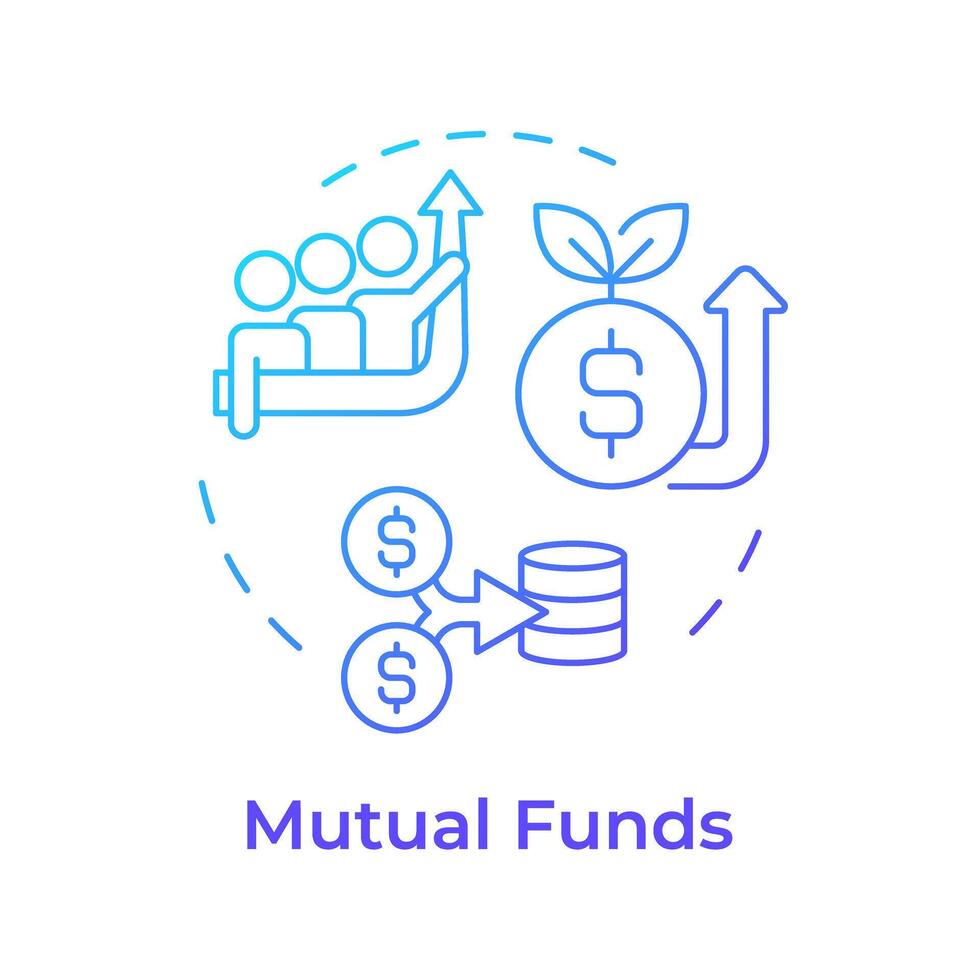 Mutual funds blue gradient concept icon. Asset management, investment bonds. Business teamwork. Round shape line illustration. Abstract idea. Graphic design. Easy to use in infographic, presentation vector