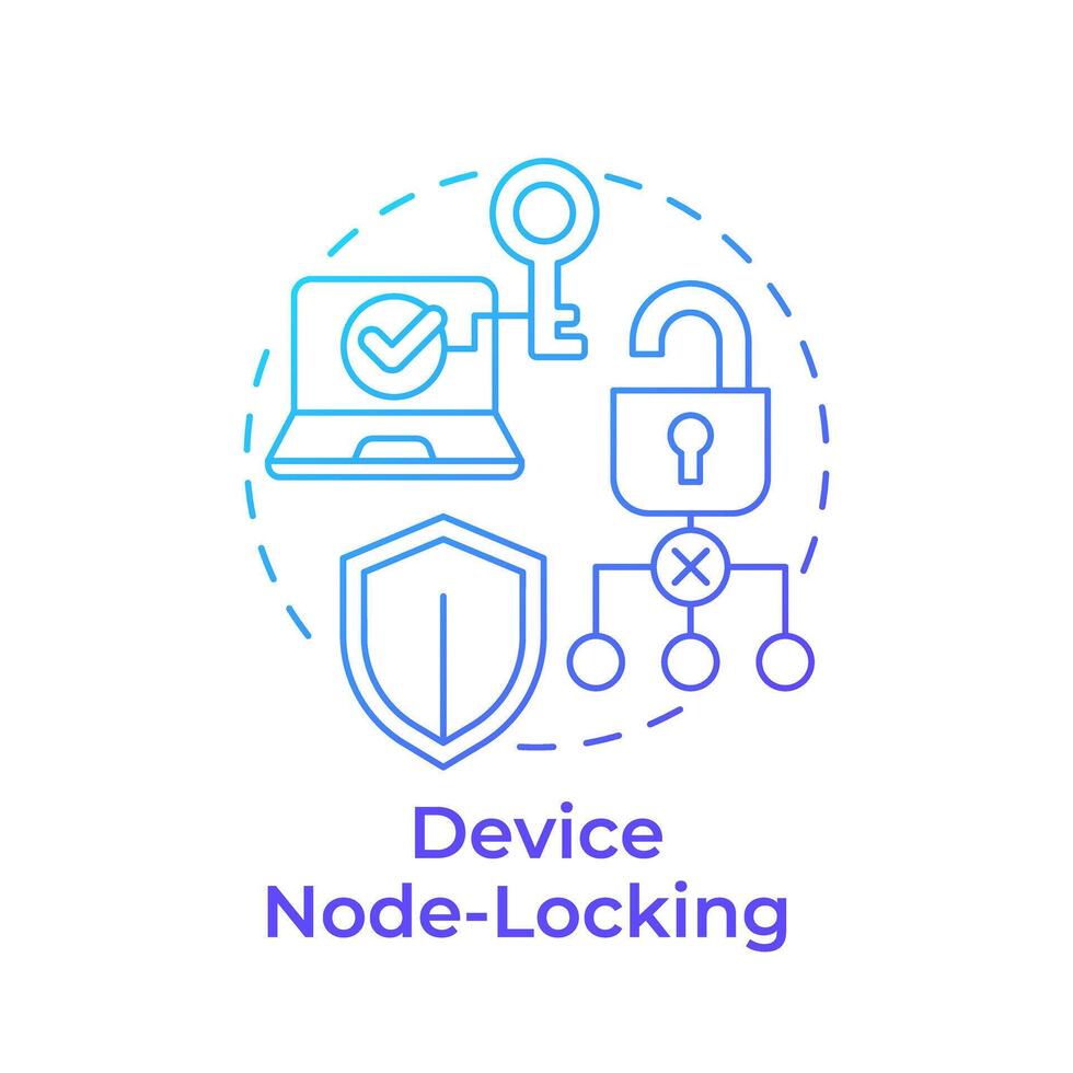 Device node-locking blue gradient concept icon. Software tracking. Access control monitoring. Round shape line illustration. Abstract idea. Graphic design. Easy to use in infographic, presentation vector