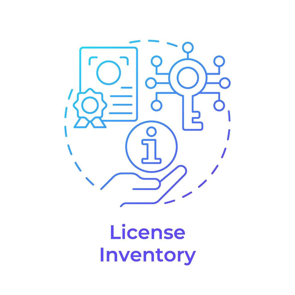 License inventory blue gradient concept icon. Software asset management. Compliance certificate. Round shape line illustration. Abstract idea. Graphic design. Easy to use in infographic, presentation vector