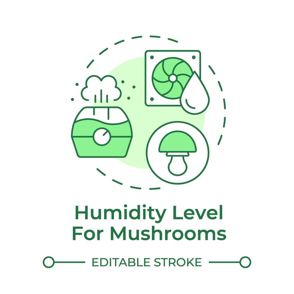 Humidity level soft green concept icon. Conditions for growing mushrooms. Indoor farming equipment. Round shape line illustration. Abstract idea. Graphic design. Easy to use in article vector