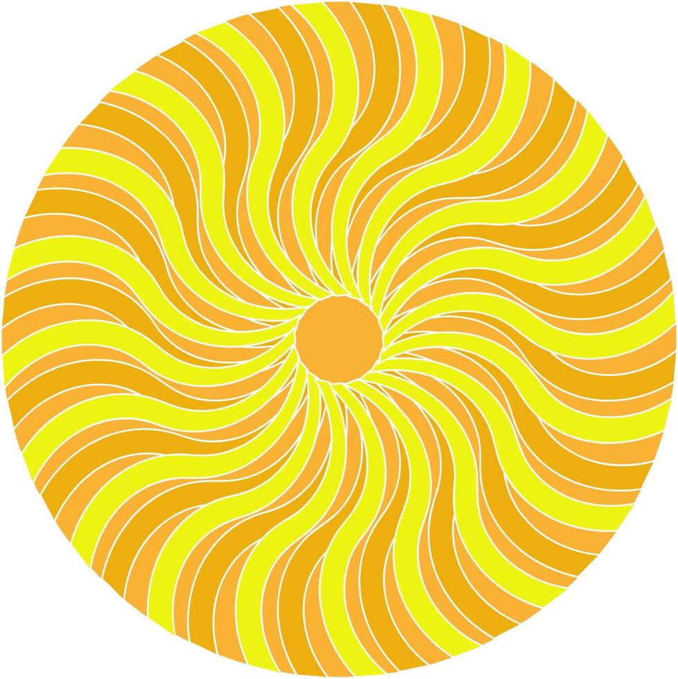 Round yellow pattern in the form of a sun on a white background vector