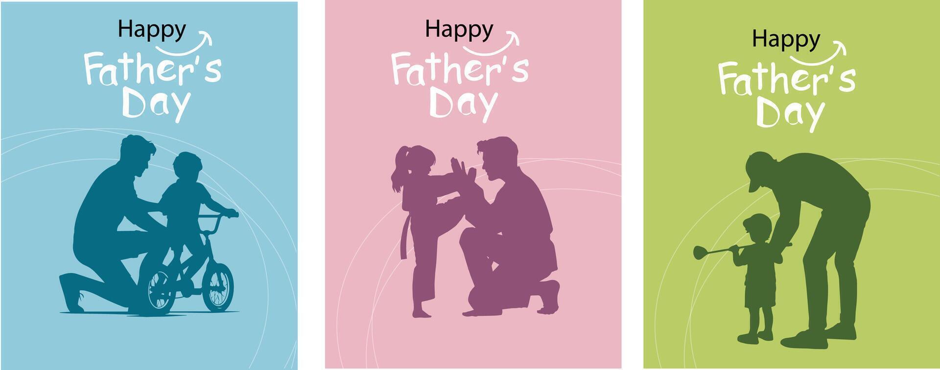 Father's Day cards that communicate activities together in the form of images. father's day template can be customized Suitable for posters, covers, vector