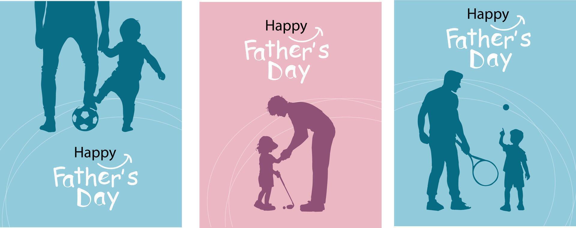 Father's Day cards that communicate activities together in the form of images. father's day template can be customized Suitable for posters, covers, vector