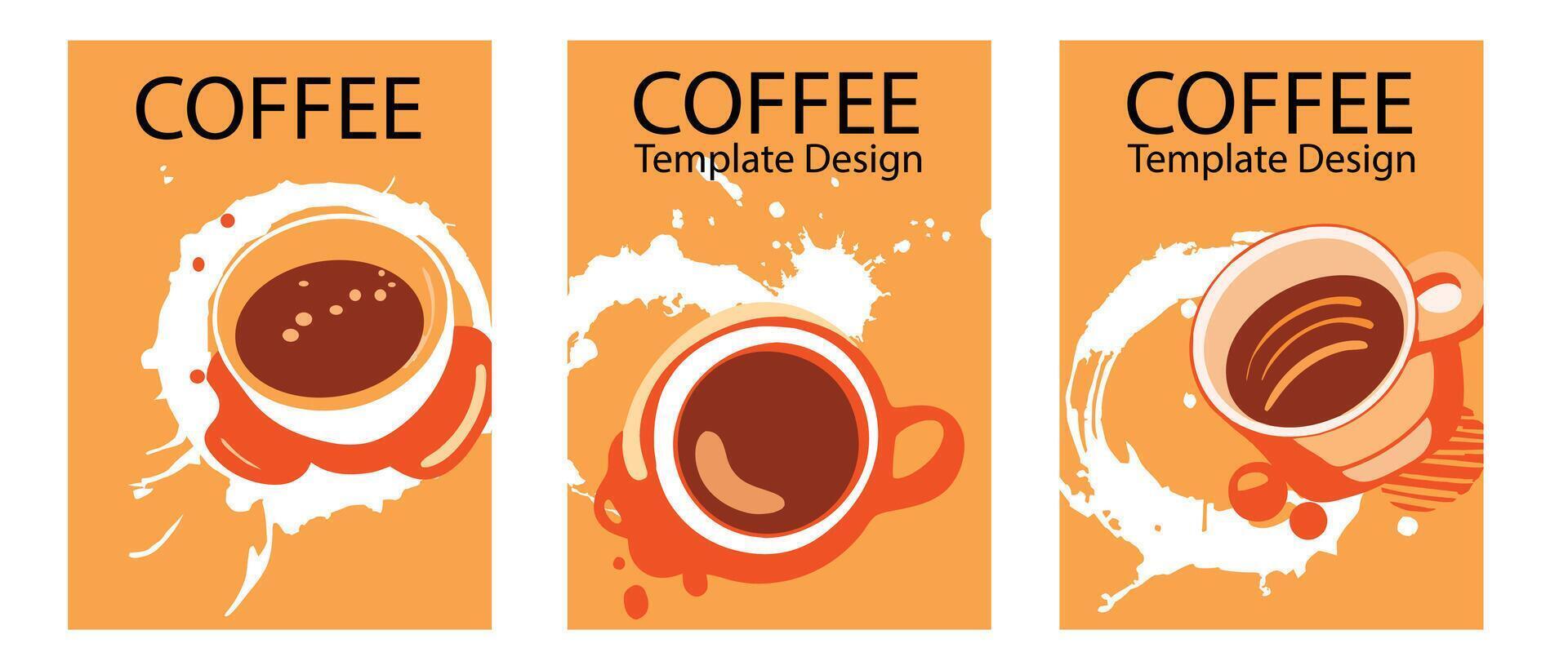 Coffee design file template abstract painting, For use in designing banners, menus, posters, packaging and for social media. vector