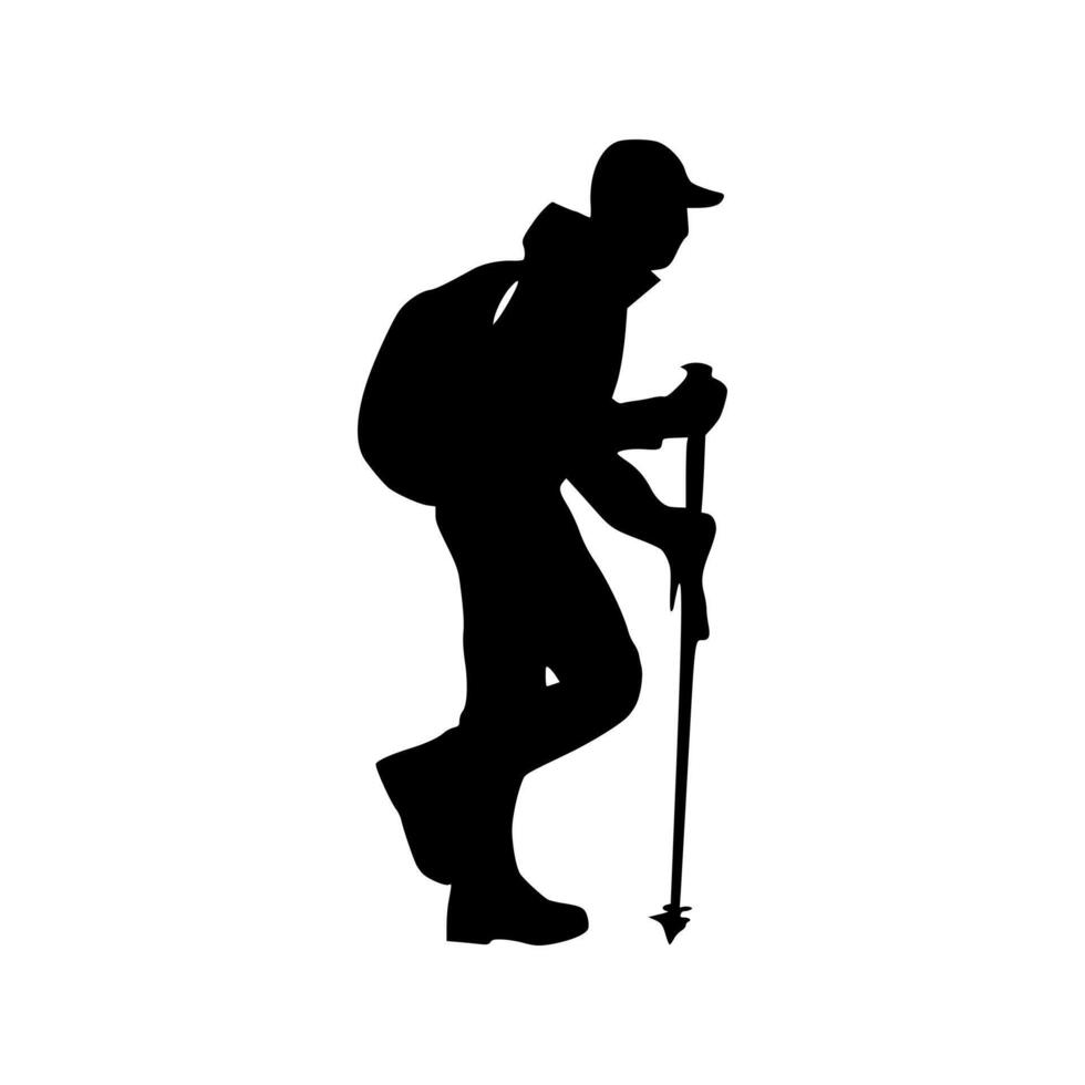 Hiker silhouette illustration. Hiker silhouette icon vector