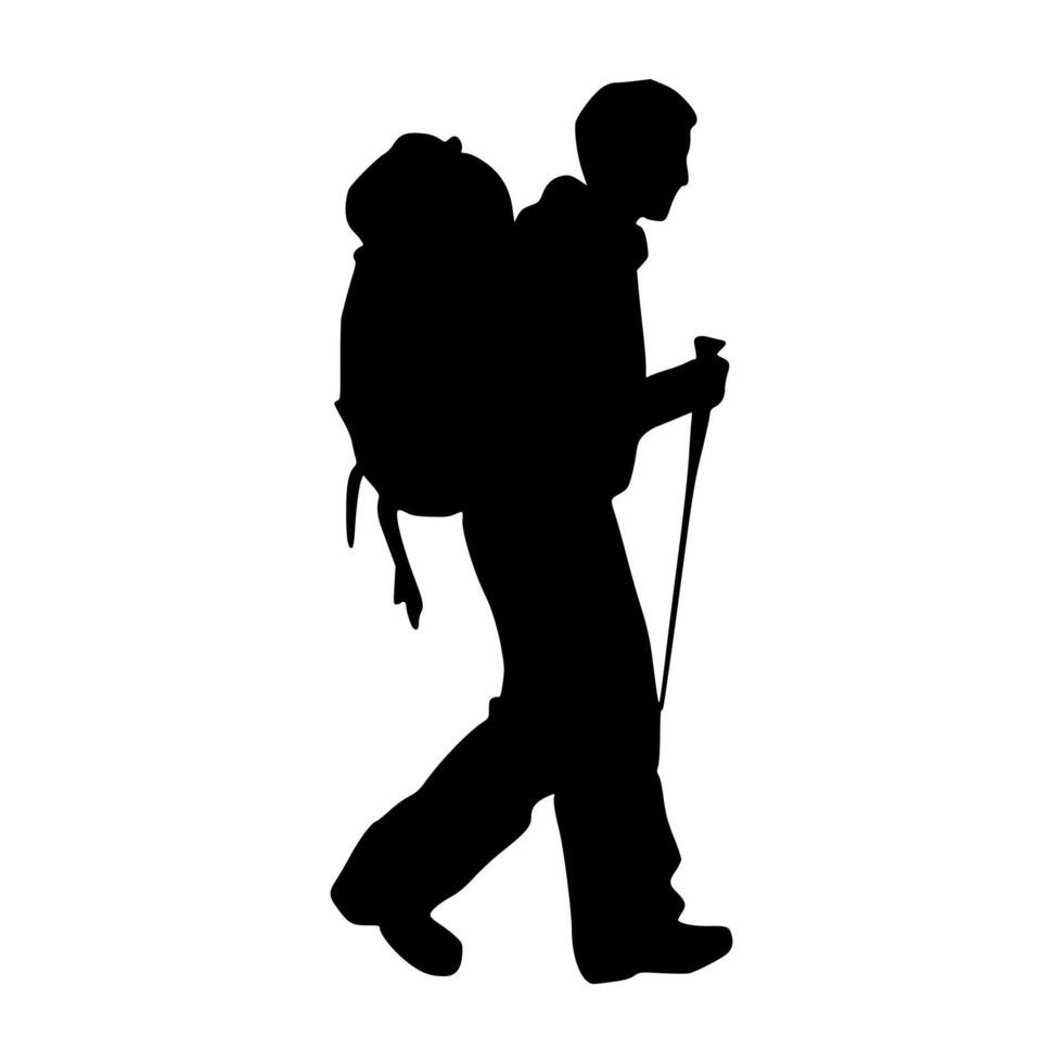 Hiker silhouette illustration. Hiker silhouette icon vector