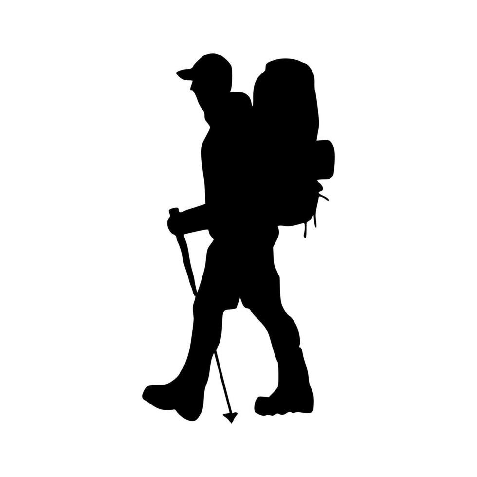 Hiker silhouette illustration. Hiker silhouette icon vector