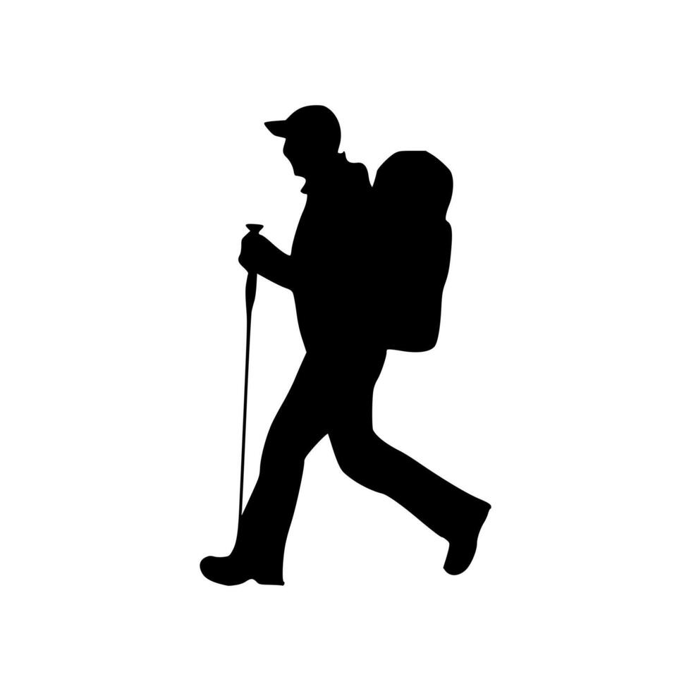 Hiker silhouette illustration. Hiker silhouette icon vector