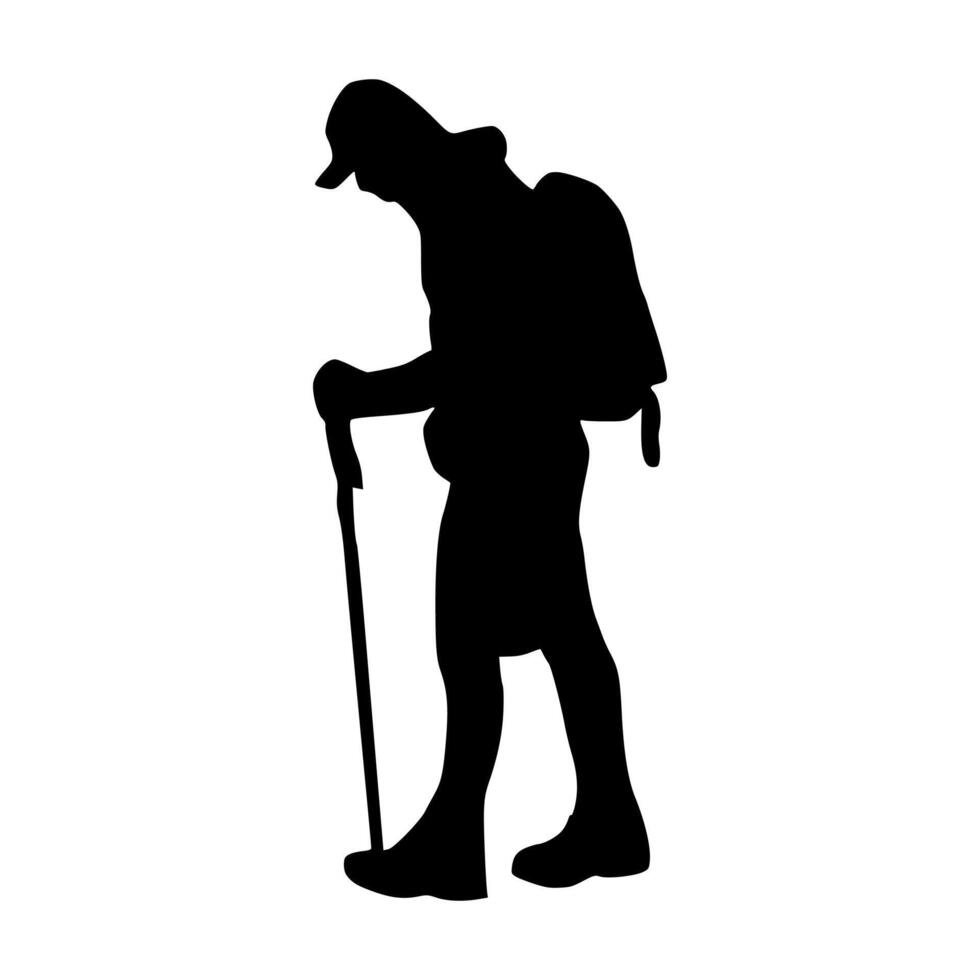 Hiker silhouette illustration. Hiker silhouette icon vector