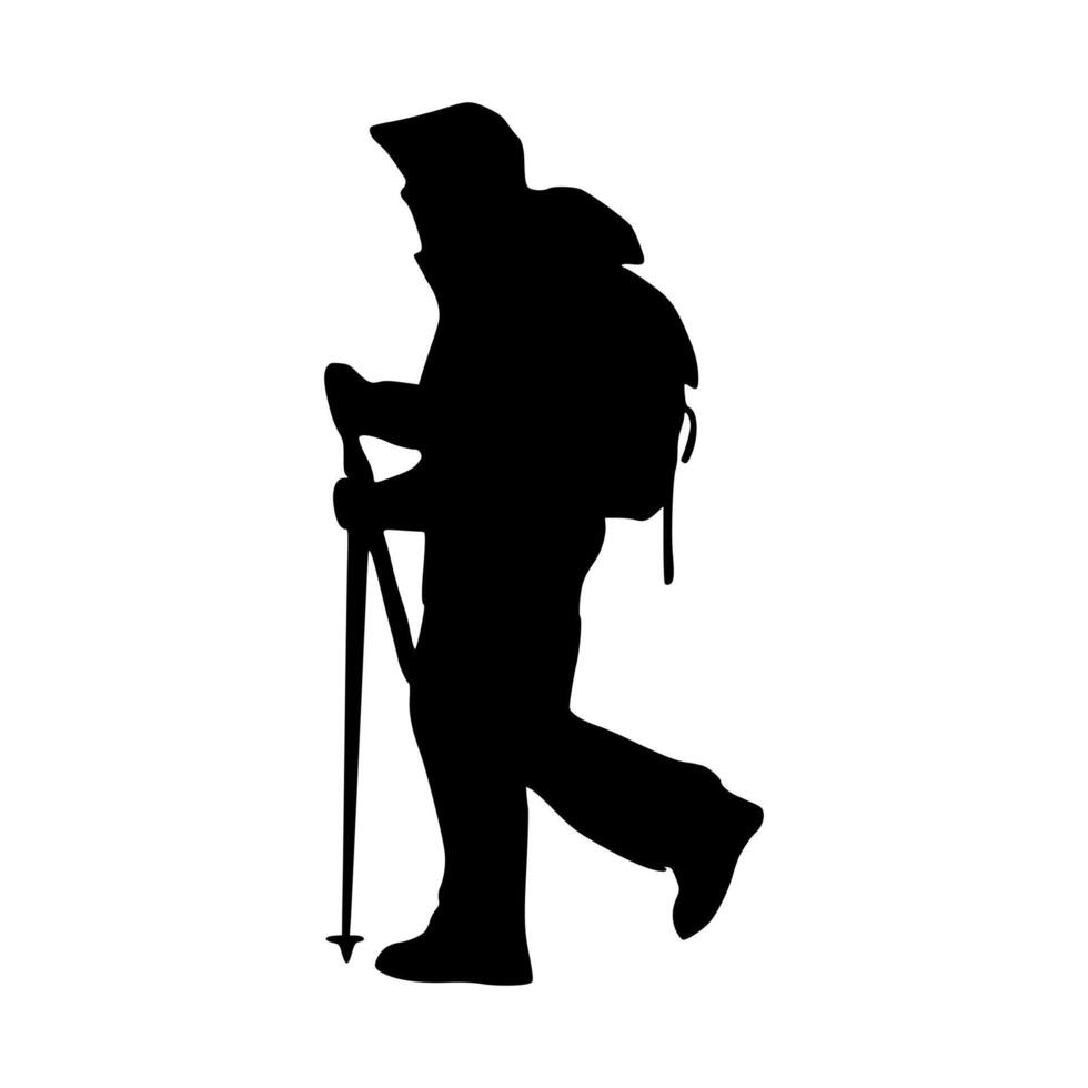 Hiker silhouette illustration. Hiker silhouette icon vector