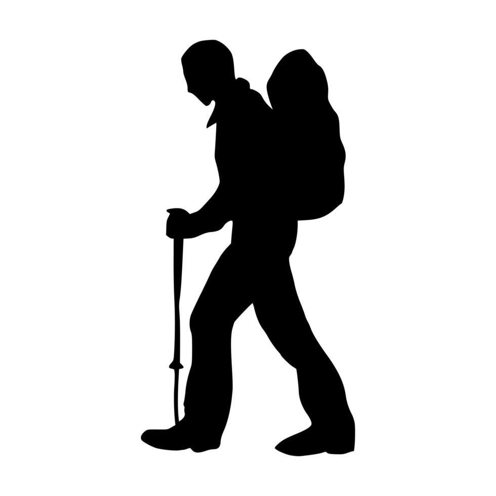 Hiker silhouette illustration. Hiker silhouette icon vector