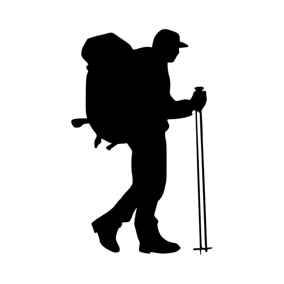 Hiker silhouette illustration. Hiker silhouette icon vector