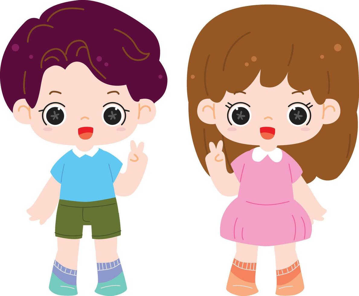 cute character kawaii kid smile vector