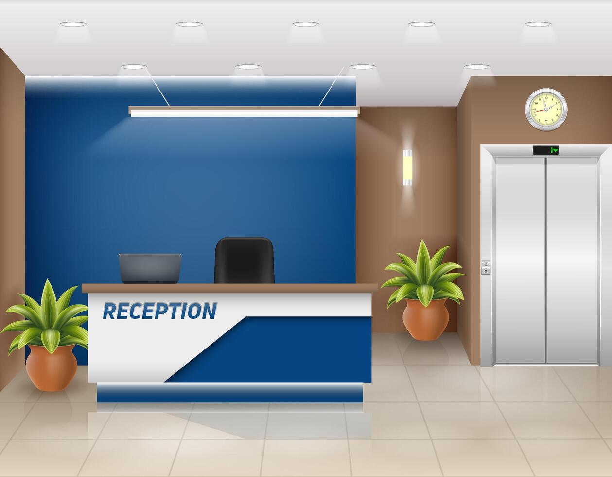 reception desk in the office workplace of a manager or administrator stock illustration vector