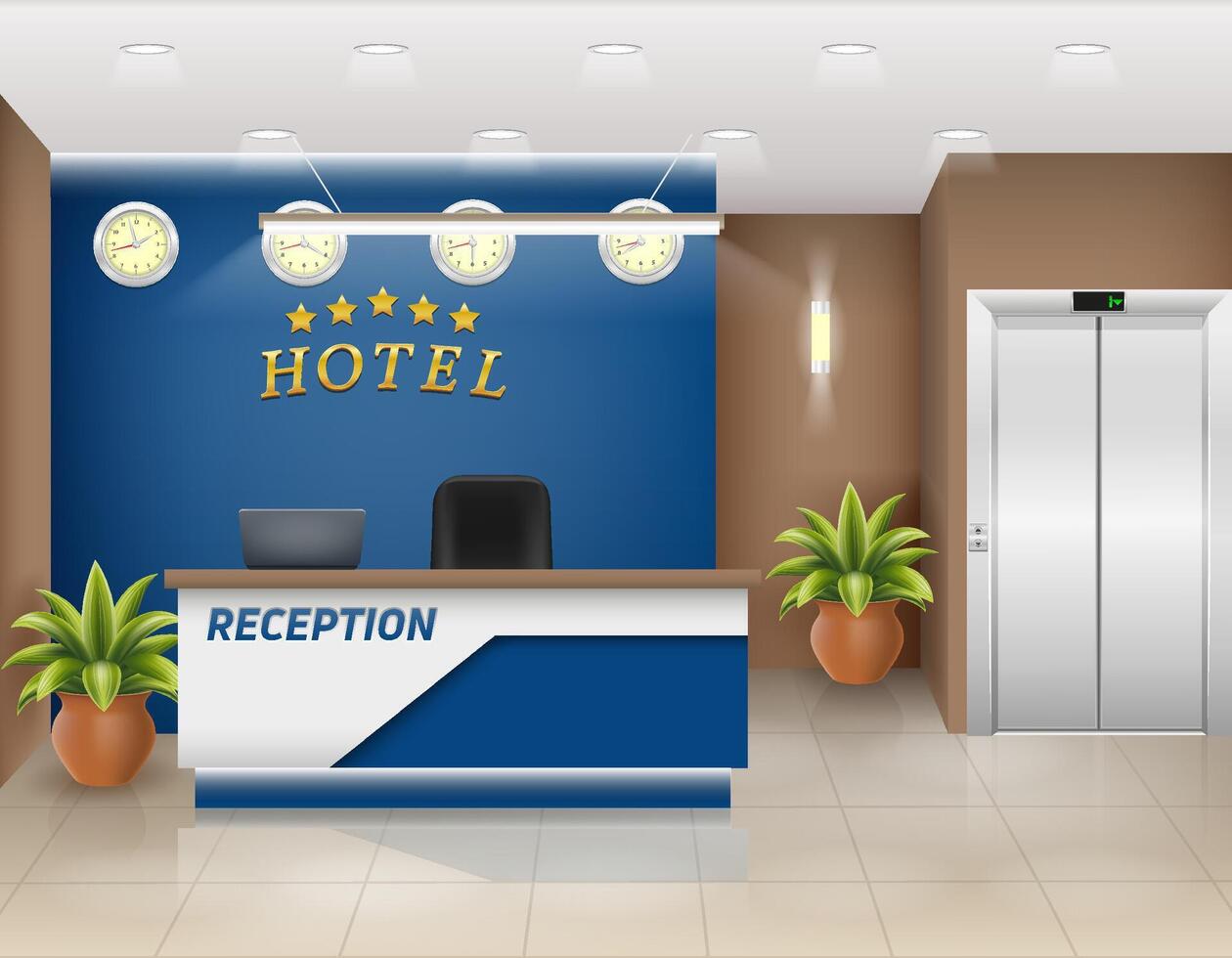 reception desk in the office workplace of a manager or administrator stock illustration vector