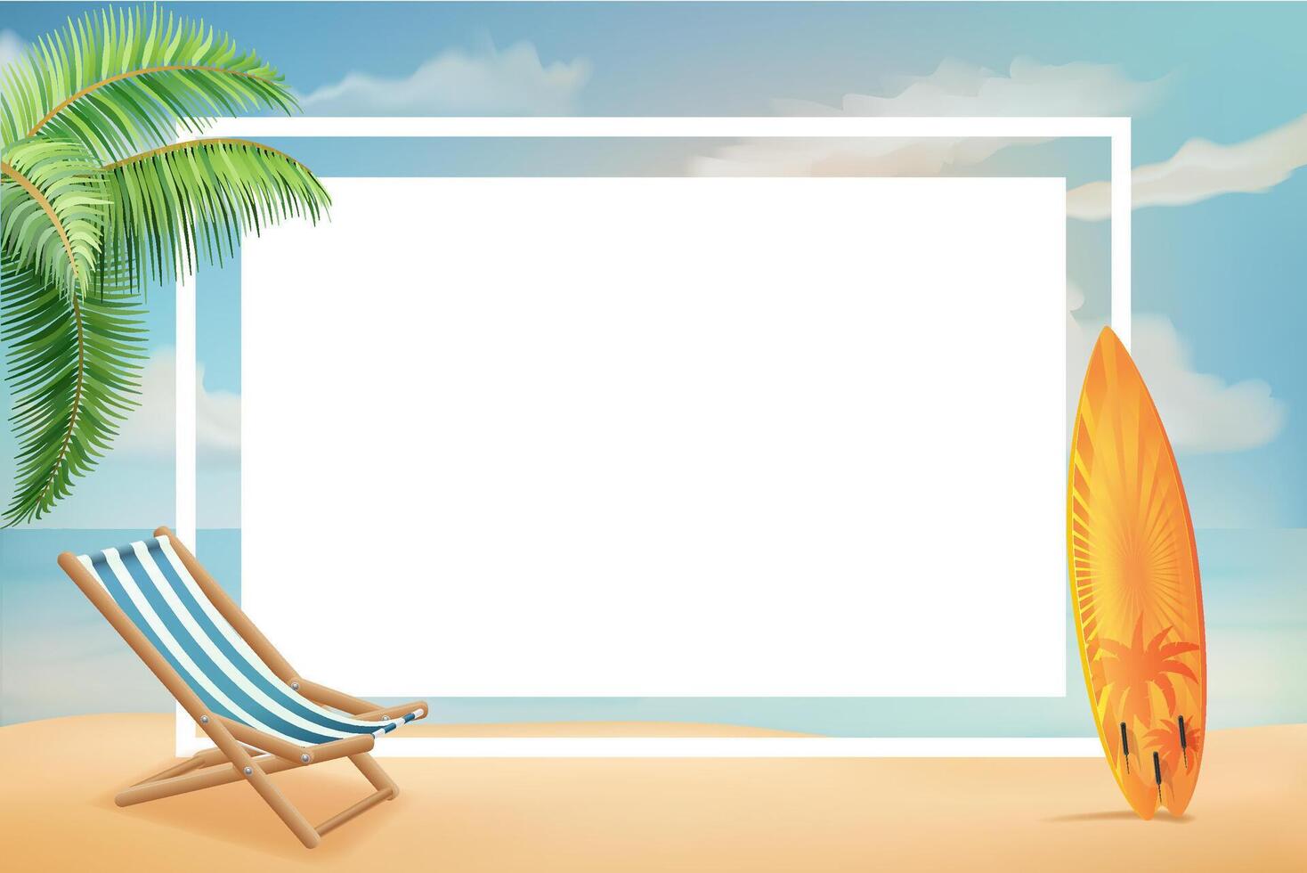 summer poster with sea beach and sunny sky stock illustration vector