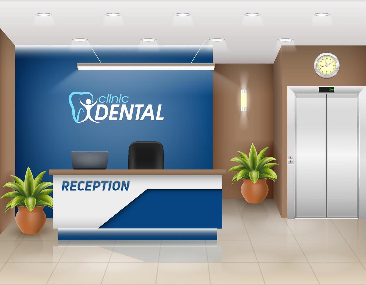 reception desk in the office workplace of a manager or administrator stock illustration vector