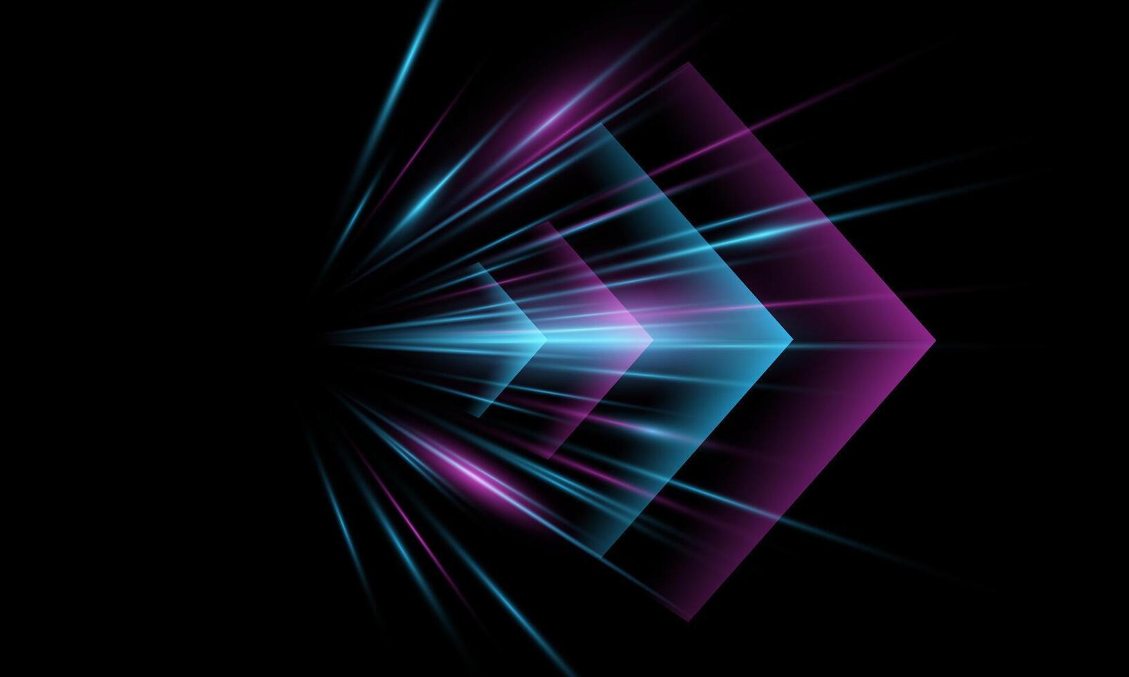 Abstract blue purple high speed arrows light effect technology futuristic dynamic motion on black design for banner poster background concept vector