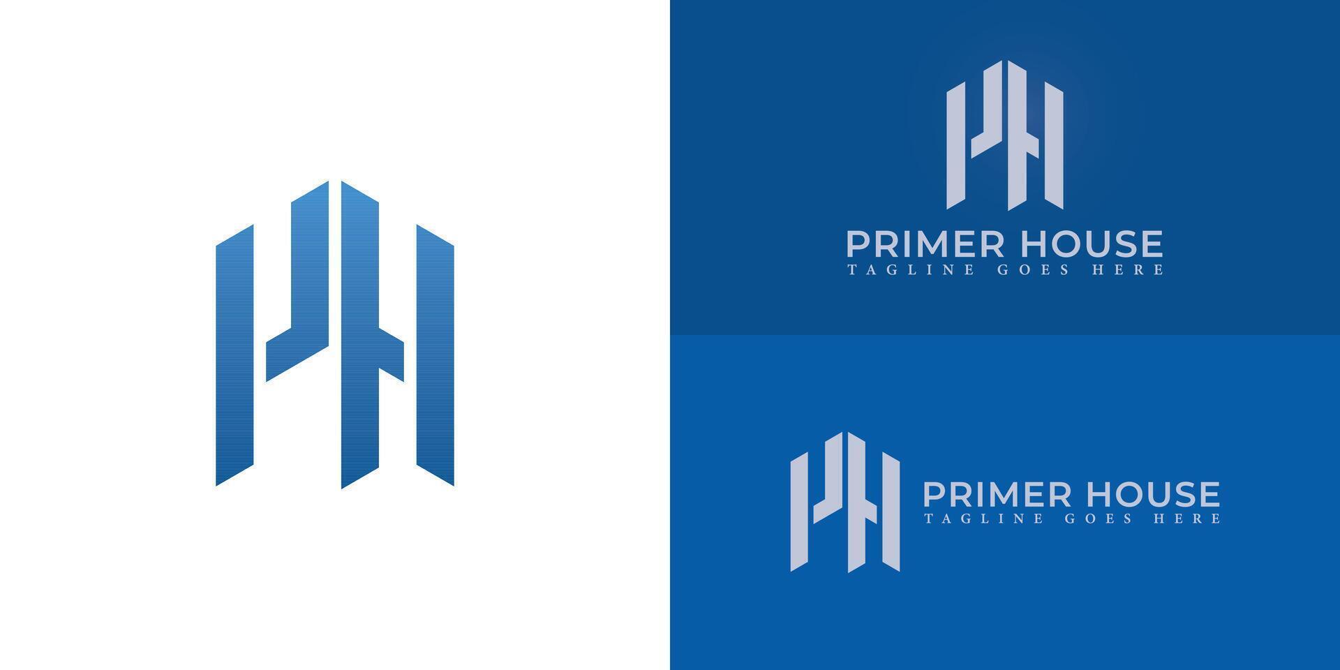 Abstract initial hexagon letters PH or HP logo in blue color isolated on multiple background colors. The logo is suitable for housing authority business logo design illustration inspiration vector