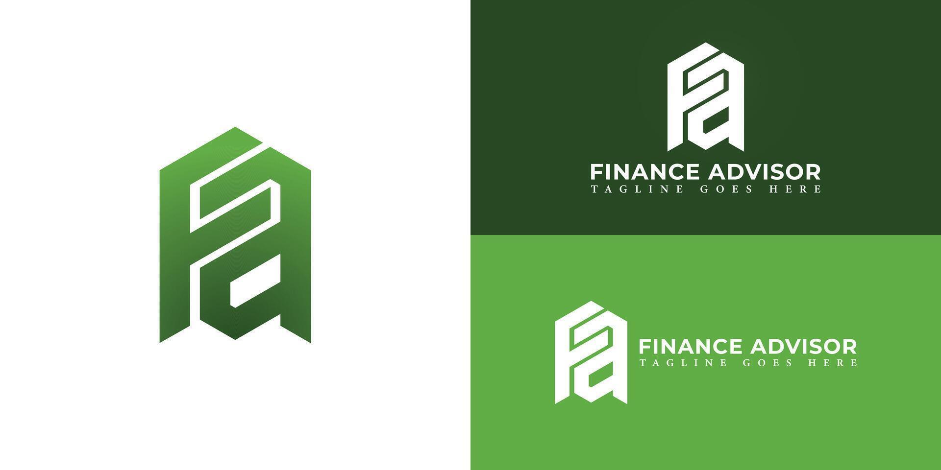 Abstract initial hexagon letters FA or AF logo in gradient green color isolated on multiple background colors. The logo is suitable for finance and accounting company logo design illustration vector