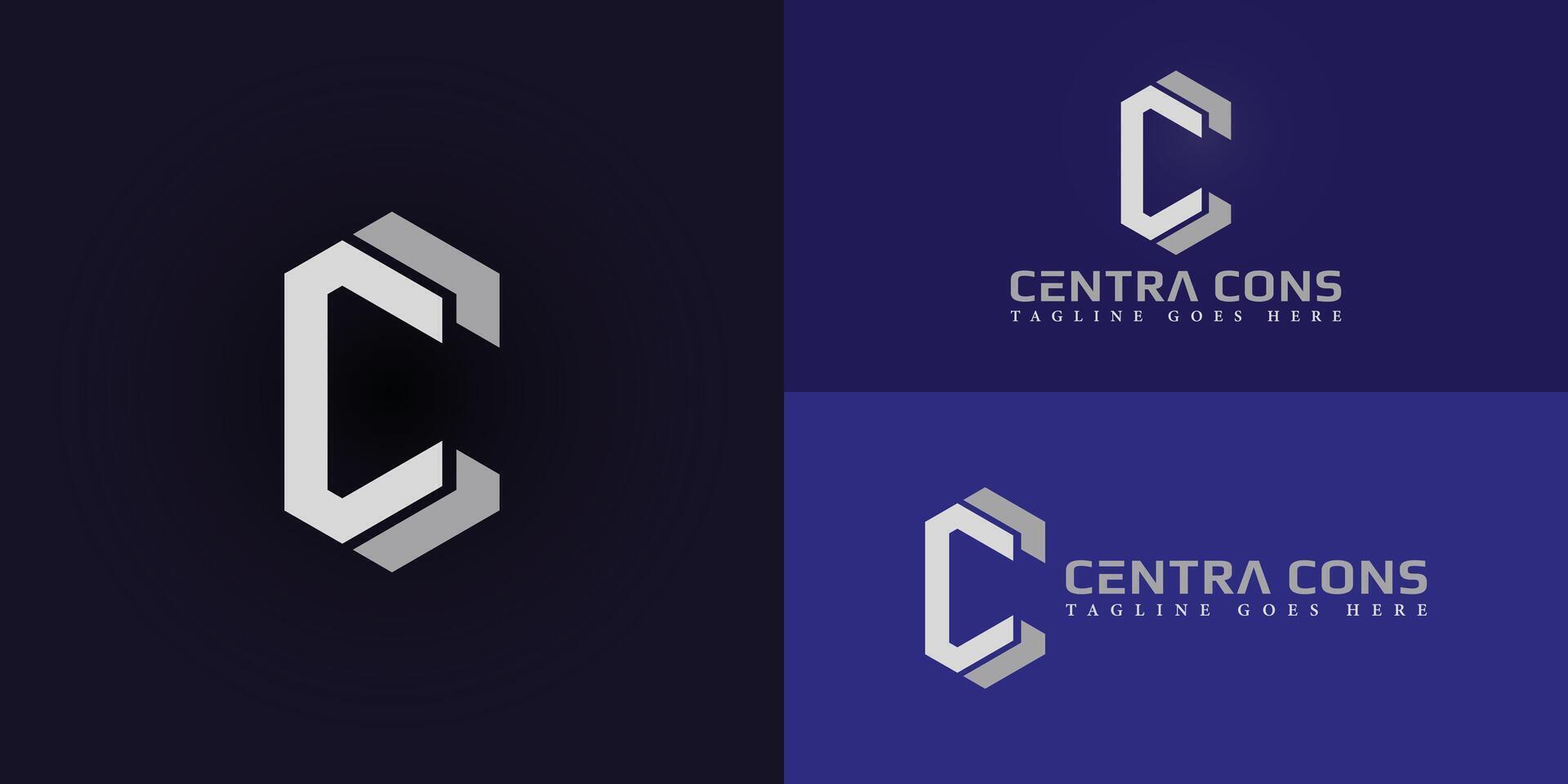 Abstract initial hexagon letters C or CC logo in silver white color isolated on multiple background colors. The logo is suitable for financial consulting company logo design illustration vector