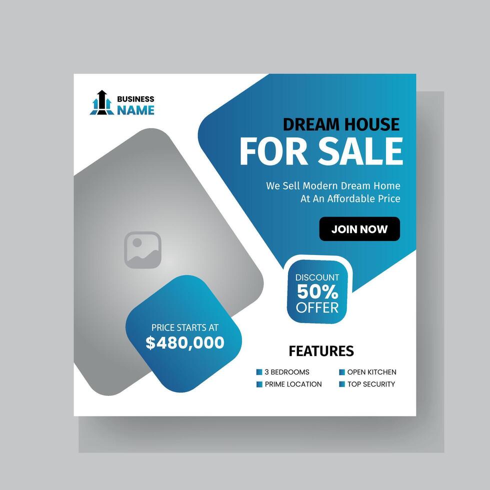 Modern Real state Home rent social media post Sale or carousel design template vector