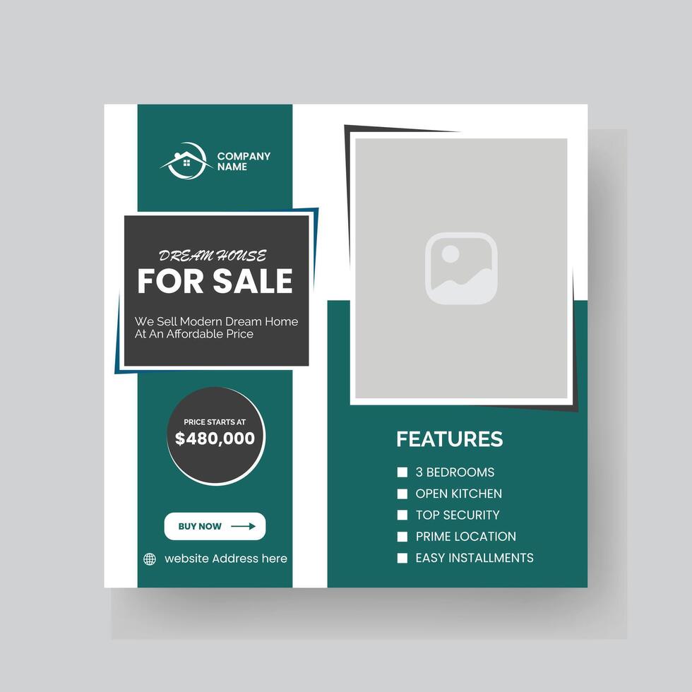 Modern Real state Home rent social media post Sale or carousel design template vector