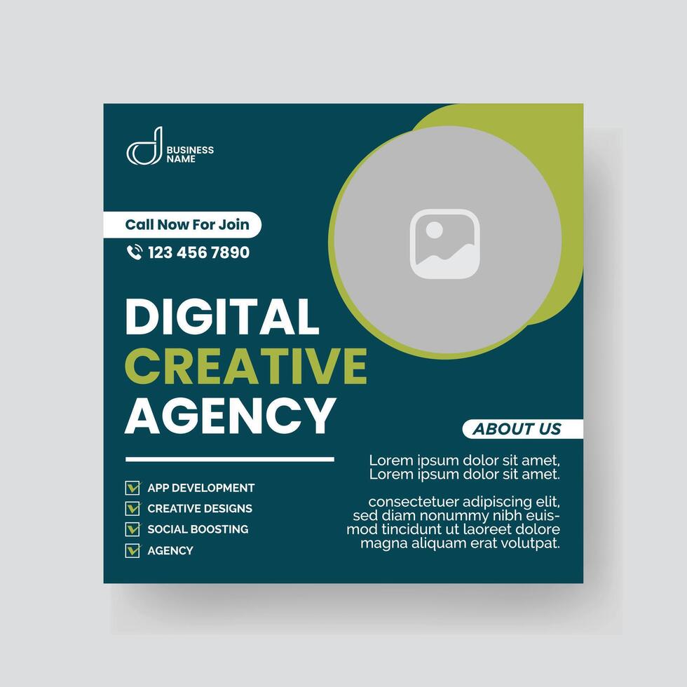 Modern Digital Marketing Agency Social Media Post For Business. Abstract Advertisement Square Web Post for Company Promotion. vector