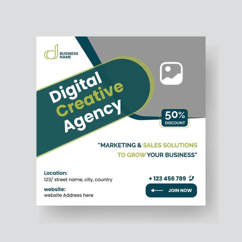 Modern Digital Marketing Agency Social Media Post For Business. Abstract Advertisement Square Web Post for Company Promotion. vector