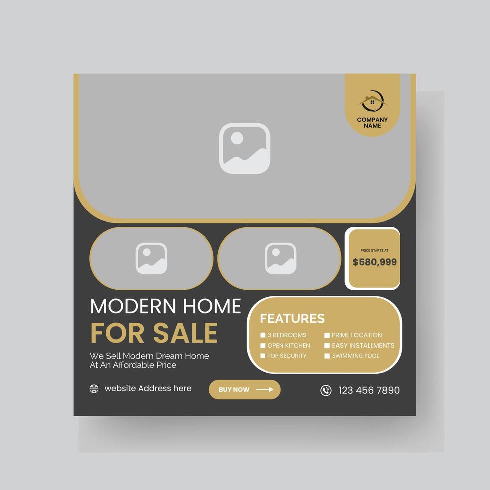 Modern Real state Home rent social media post Sale or carousel design template vector