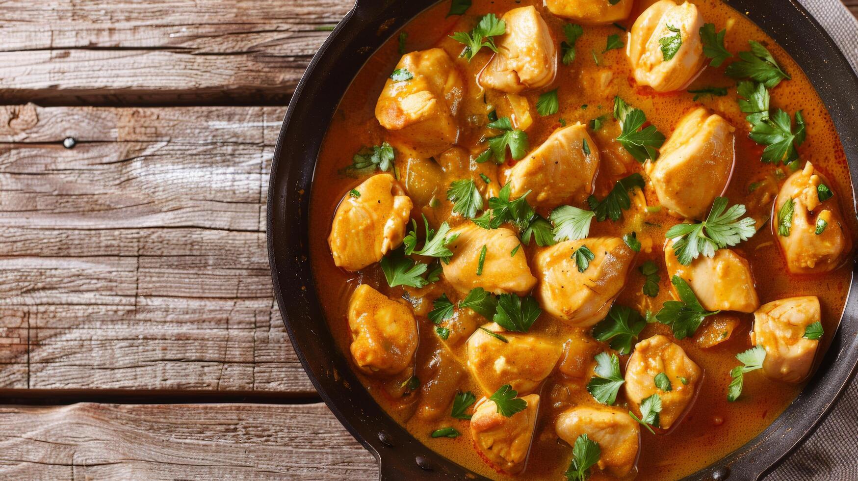 Chicken Fillet in Curry Sauce with Ingredients in Pan photo
