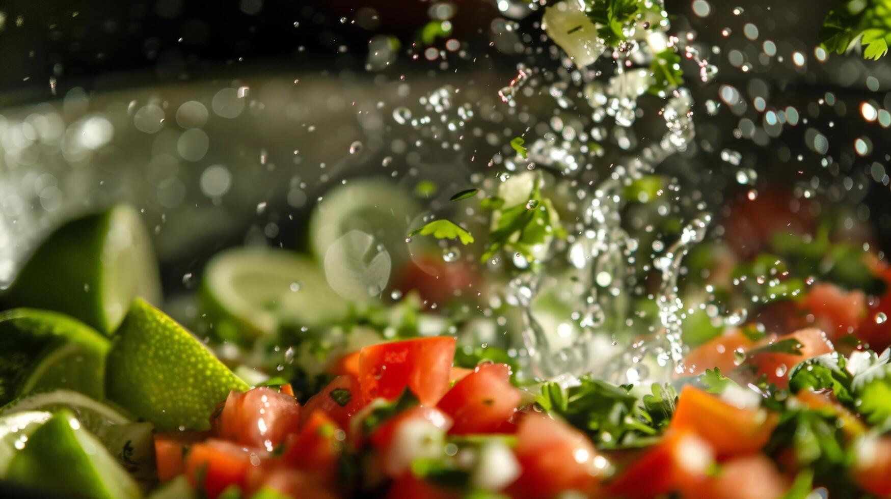 Fresh Lime Juice Dripping into Vibrant Salsa photo