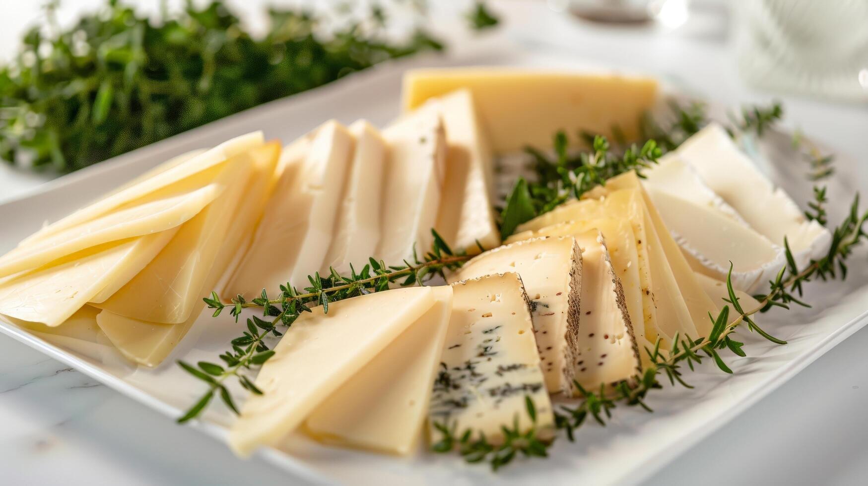 Elegant Cheese Platter with Fresh Herbs photo
