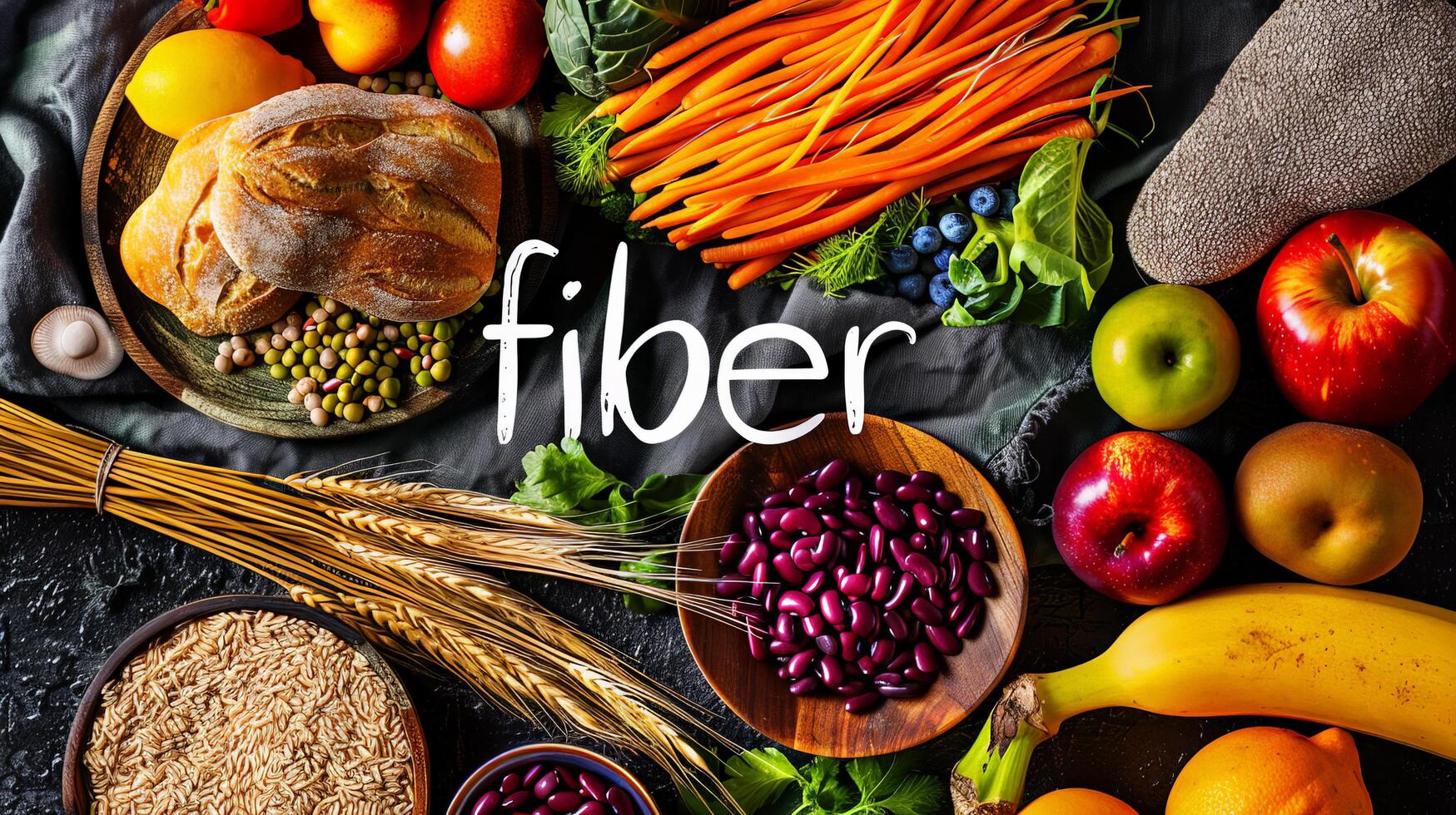 Colorful High-Fiber Foods Plate Promoting Balanced Nutrition photo