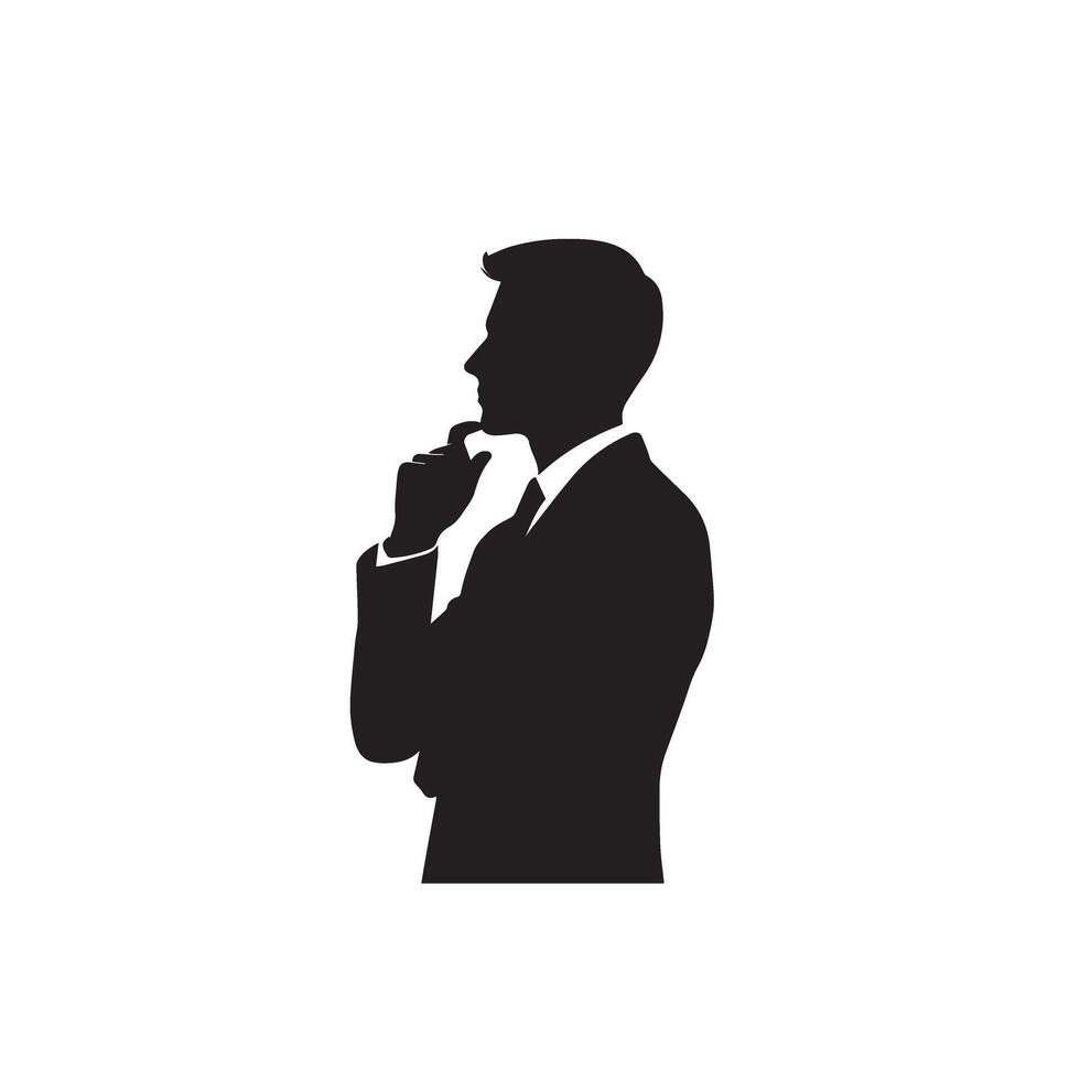 Businessman thinking silhouette. Silhouette of a young businessman thinking. Businessman thinking logo, Businessman thinking logo. vector