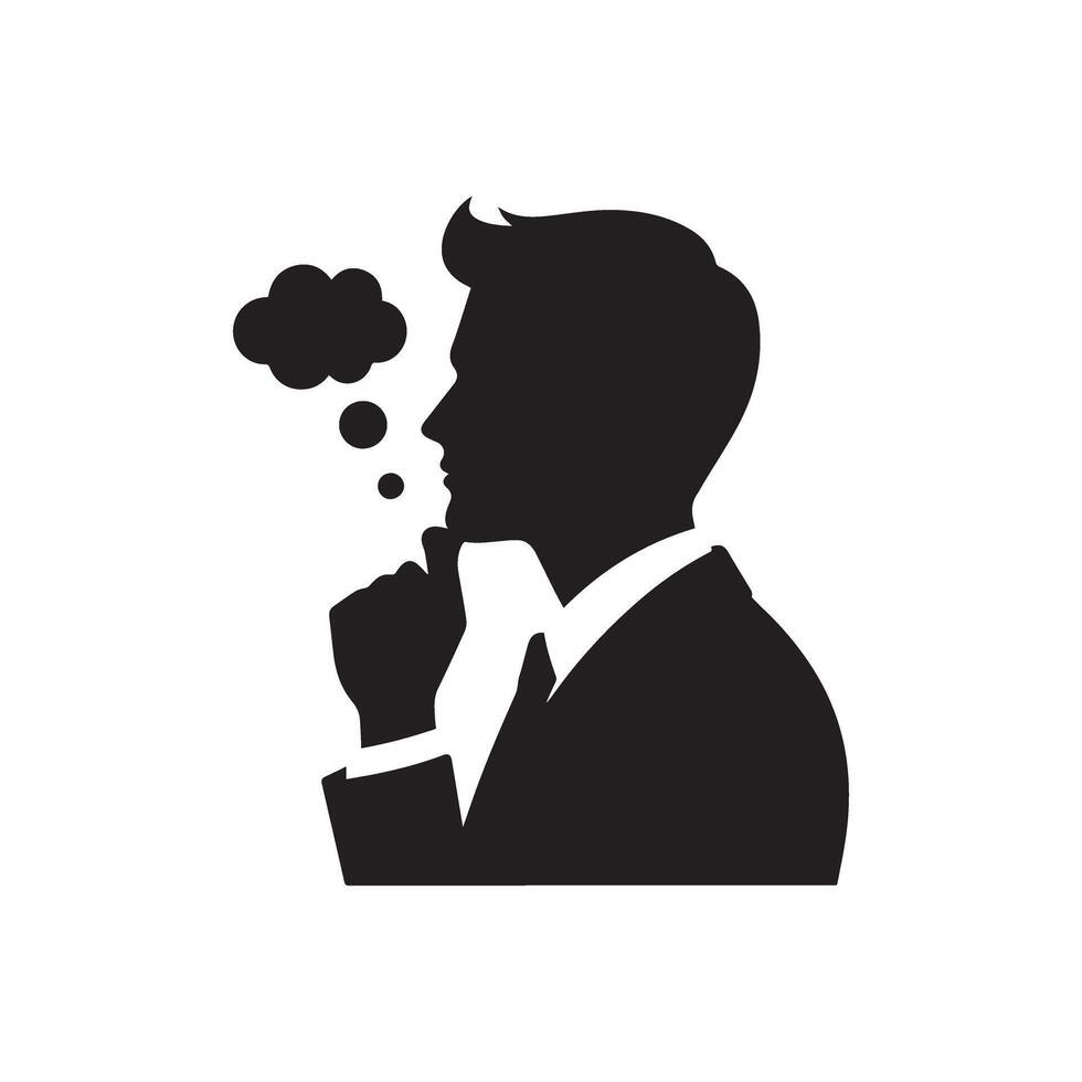 Businessman thinking silhouette. Silhouette of a young businessman thinking. Businessman thinking logo, Businessman thinking logo. vector