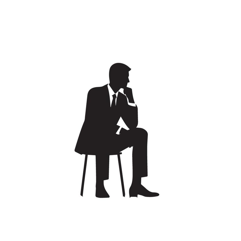 Businessman thinking silhouette. Silhouette of a young businessman thinking. Businessman thinking logo, Businessman thinking logo. vector