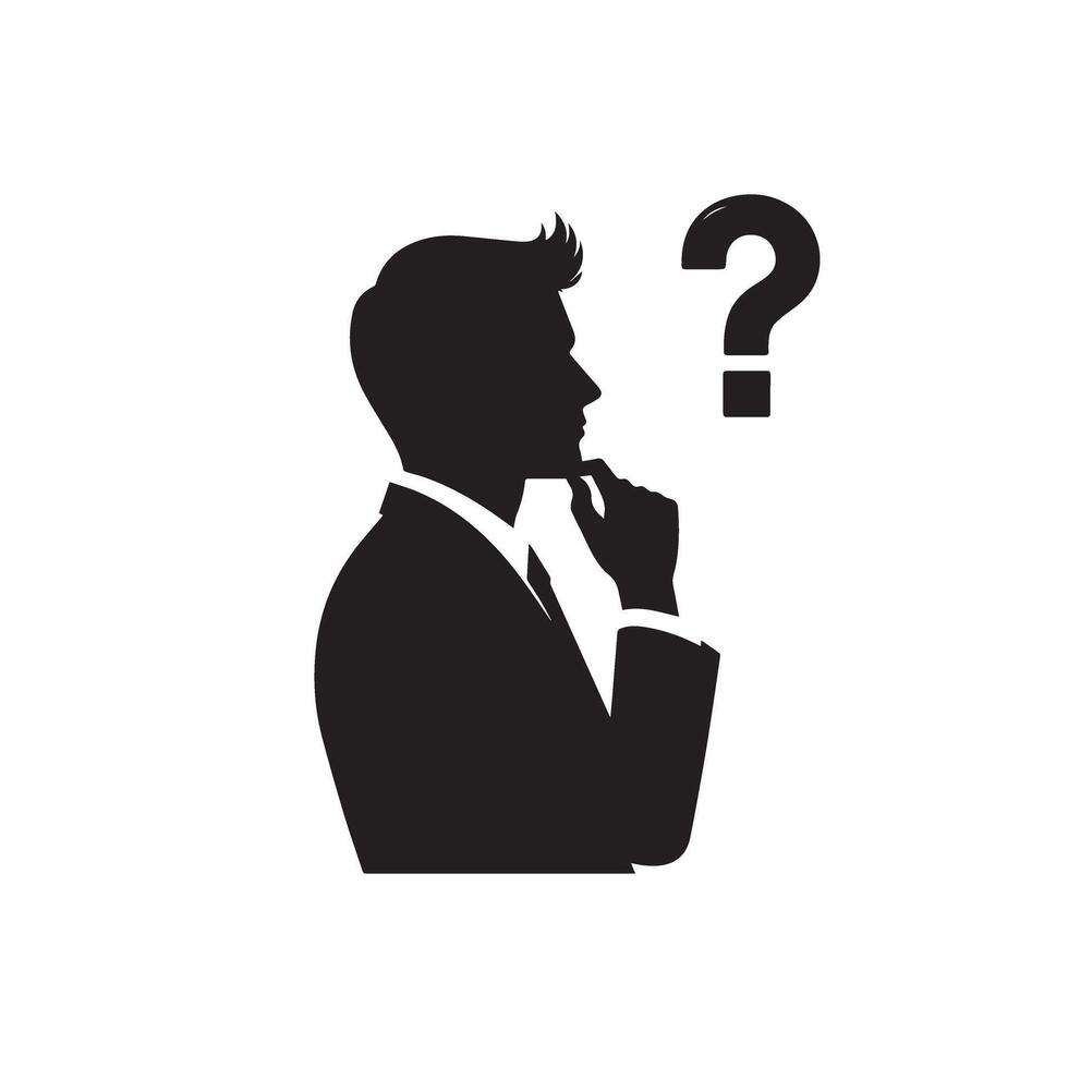 Businessman thinking silhouette. Silhouette of a young businessman thinking. Businessman thinking logo, Businessman thinking logo. vector