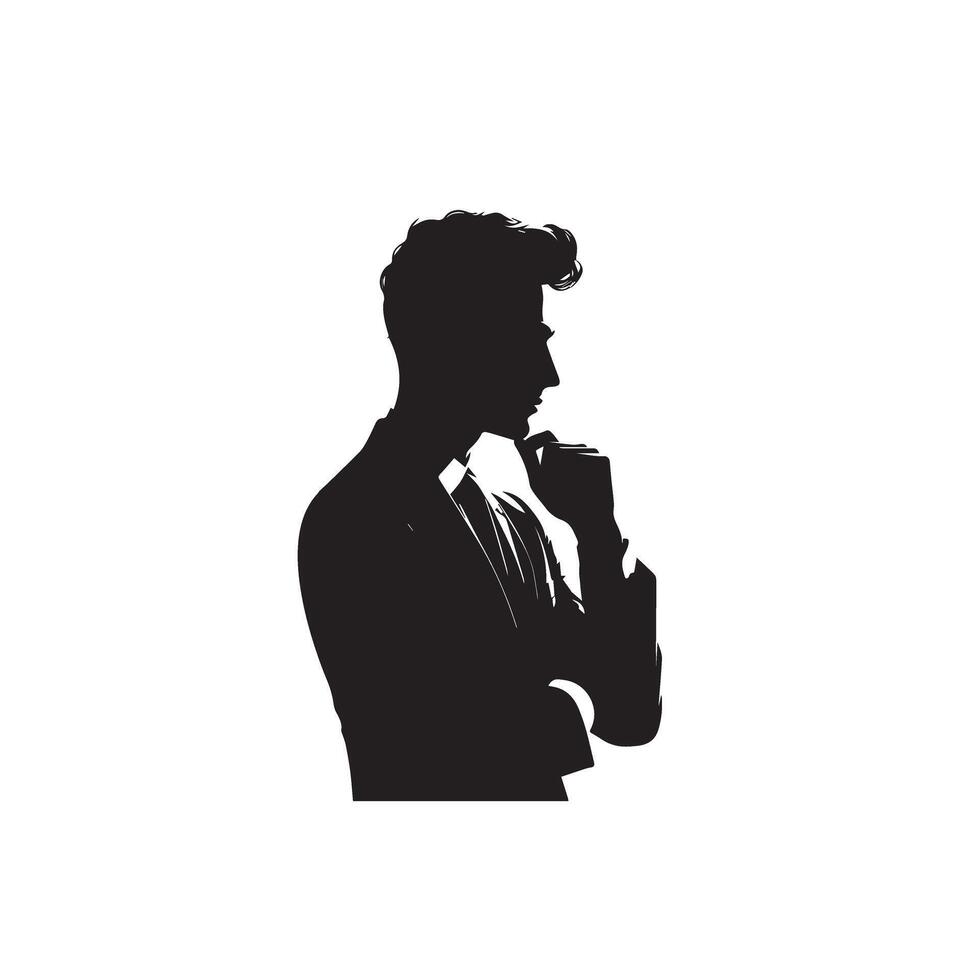 Businessman thinking silhouette. Silhouette of a young businessman thinking. Businessman thinking logo, Businessman thinking logo. vector