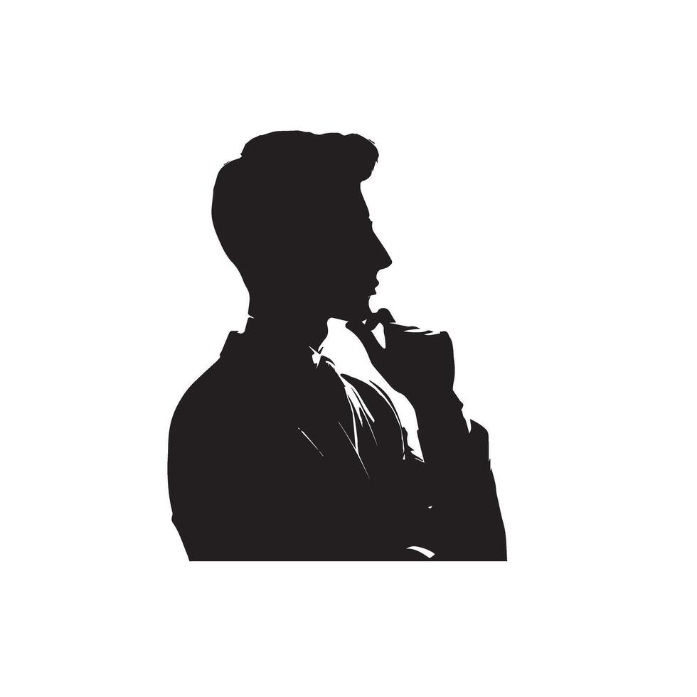 Businessman thinking silhouette. Silhouette of a young businessman thinking. Businessman thinking logo, Businessman thinking logo. vector