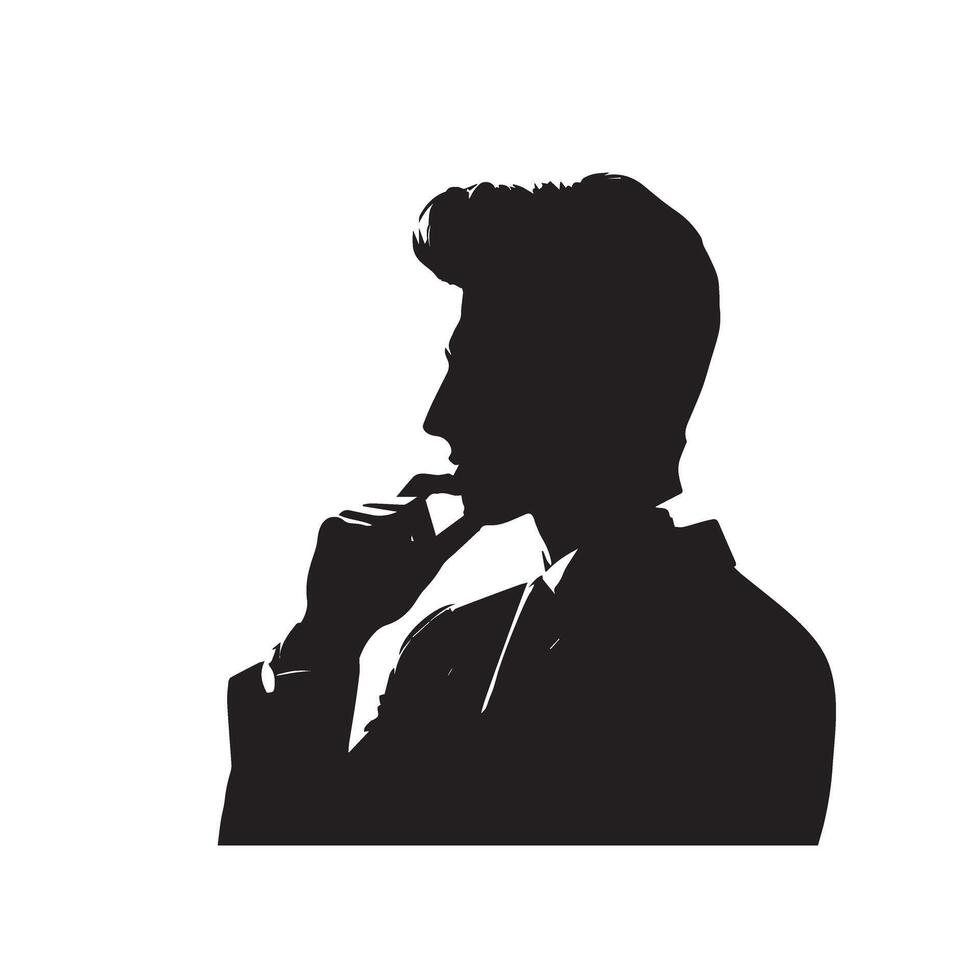 Businessman thinking silhouette. Silhouette of a young businessman thinking. Businessman thinking logo, Businessman thinking logo. vector