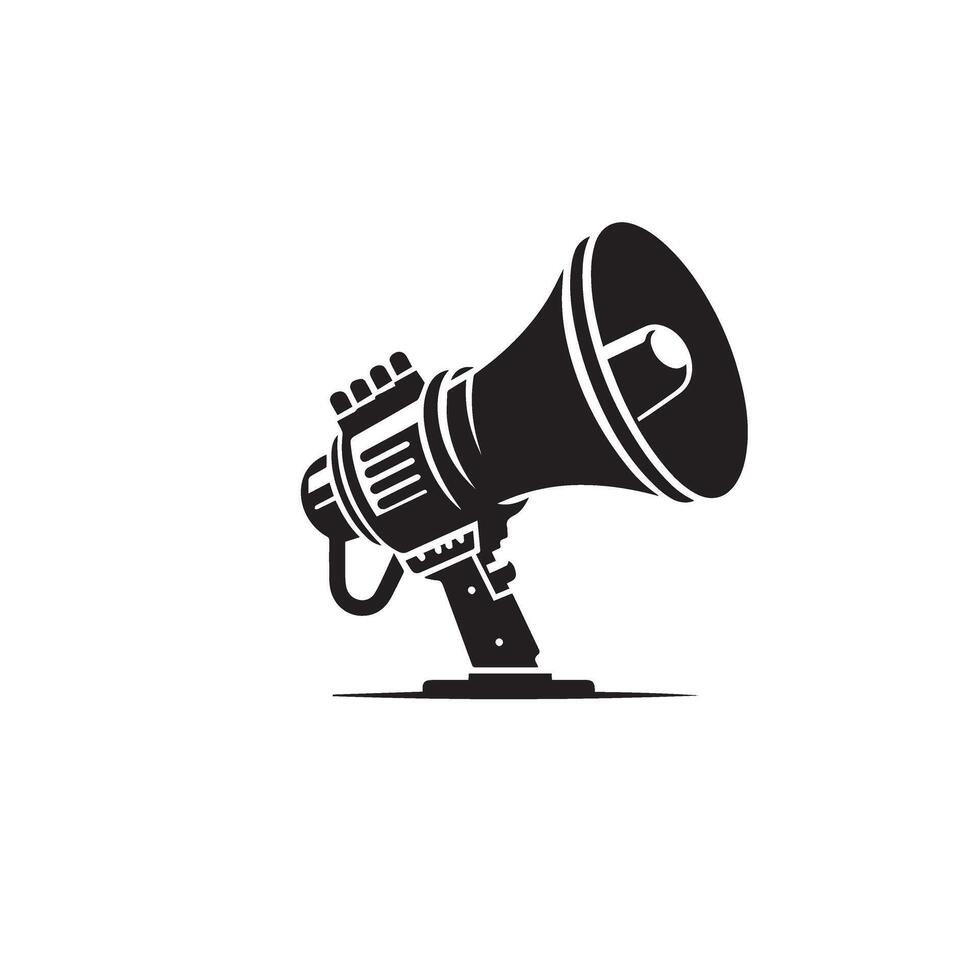 Hand mike silhouette. Advertisement mike icon, announcement icon, hand mike logo. vector
