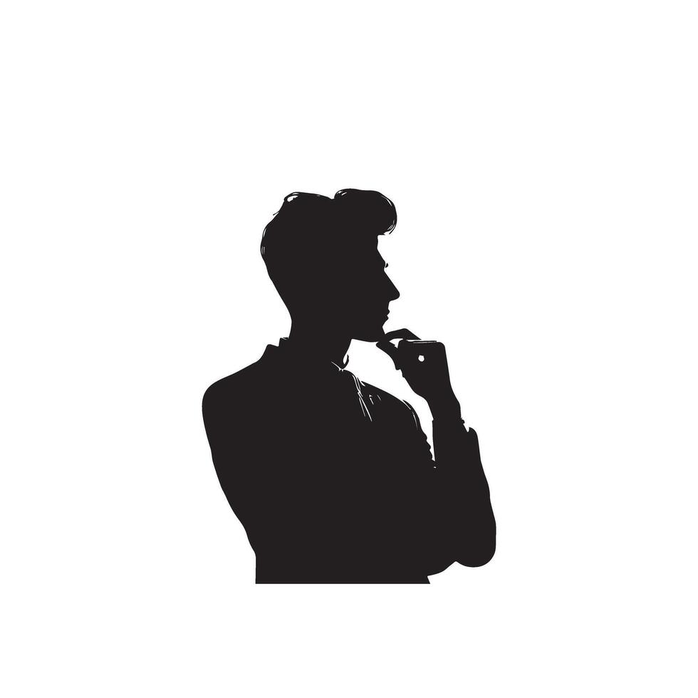 Businessman thinking silhouette. Silhouette of a young businessman thinking. Businessman thinking logo, Businessman thinking logo. vector