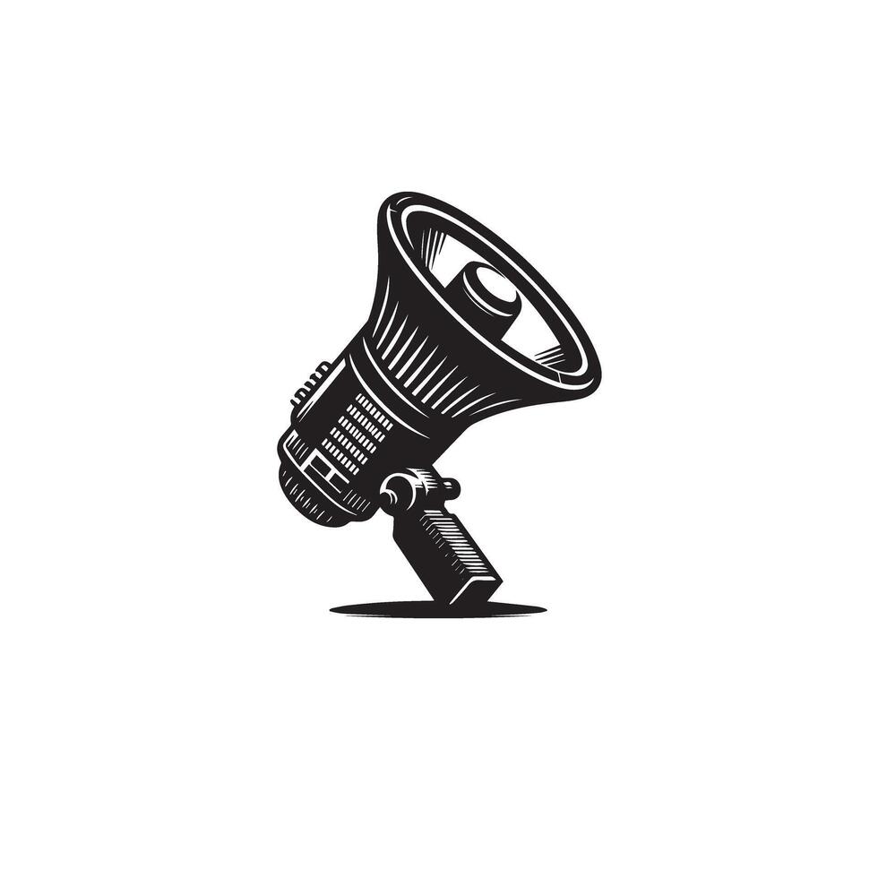 Hand mike silhouette. Advertisement mike icon, announcement icon, hand mike logo. vector