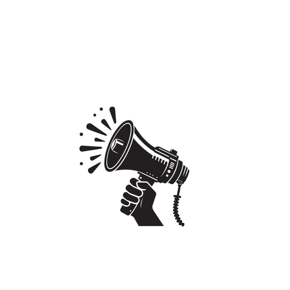 Hand mike silhouette. Advertisement mike icon, announcement icon, hand mike logo. vector